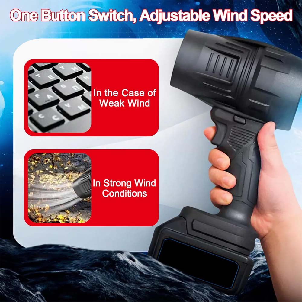 Rechargeable Handheld Blower Dryer - 1 Battery, Turbo Jet Air Duster for Home, Car, Leaves & Snow Cleaning