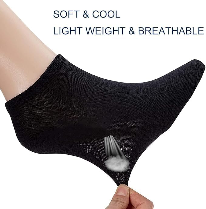 12 Pairs Ultra Thin Breathable Ankle Socks for Men & Women - Cool Summer Comfort Low Cut Socks (Black)