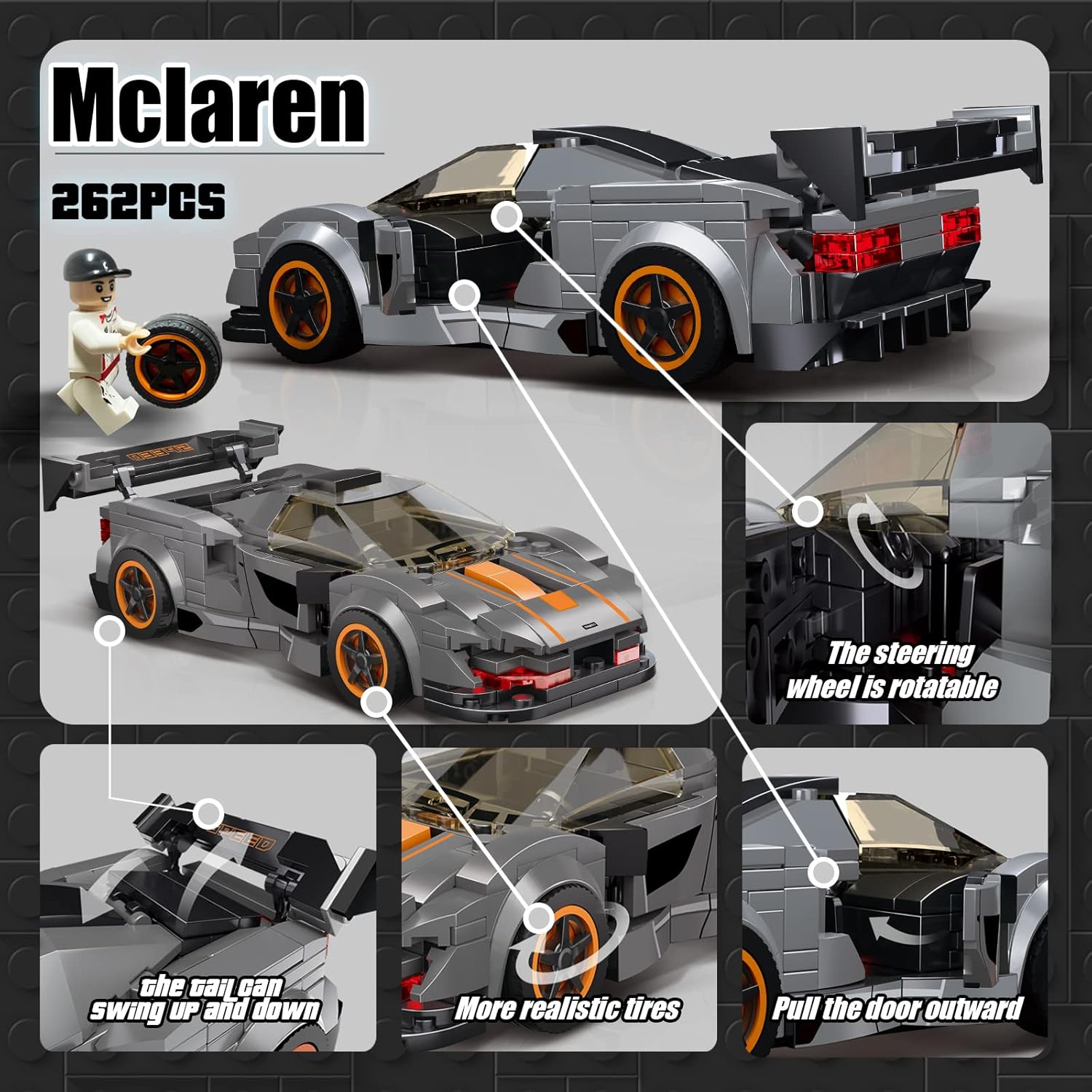 Come Alive McLaren Iconic Race Car Building Kit. Collectible speed champions construction toy for boys & girls aged 8+. Multicolor.