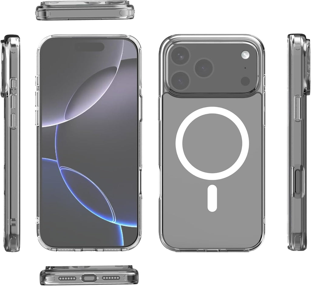 Magnetic Clear Case for iPhone 17 Pro Max - MagSafe Compatible, Anti-Yellowing Slim Silicone TPU Bumper, Shockproof Protection