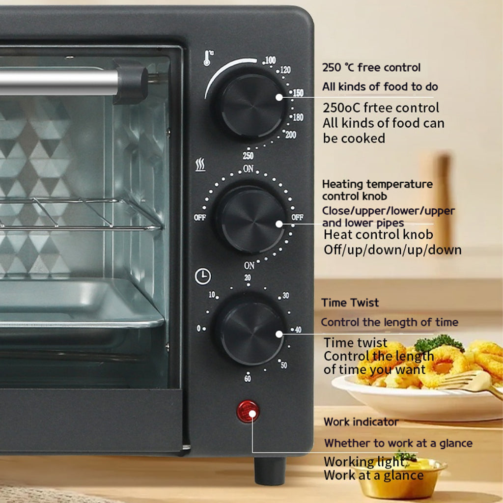 18L Multifunction Toaster Oven - Convection Pizza Maker, 6-in-1 Electric Oven for Baking, Roasting & Toasting