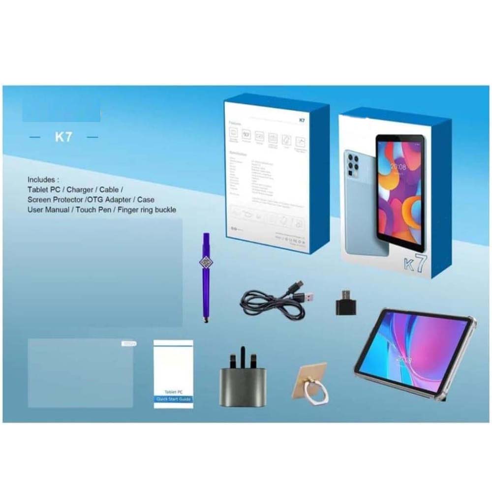 K7 7.0 Inch Android Tablet - 8 GB RAM, 256 GB ROM, Octa Core Processor, Android 13.0, 3500 mAh Battery, 5.0 MP Front Camera - Grey