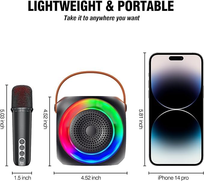 All-In-One Karaoke Machine – Bluetooth Speaker with UHF Wireless Microphones and Disco Ball LED Lights
