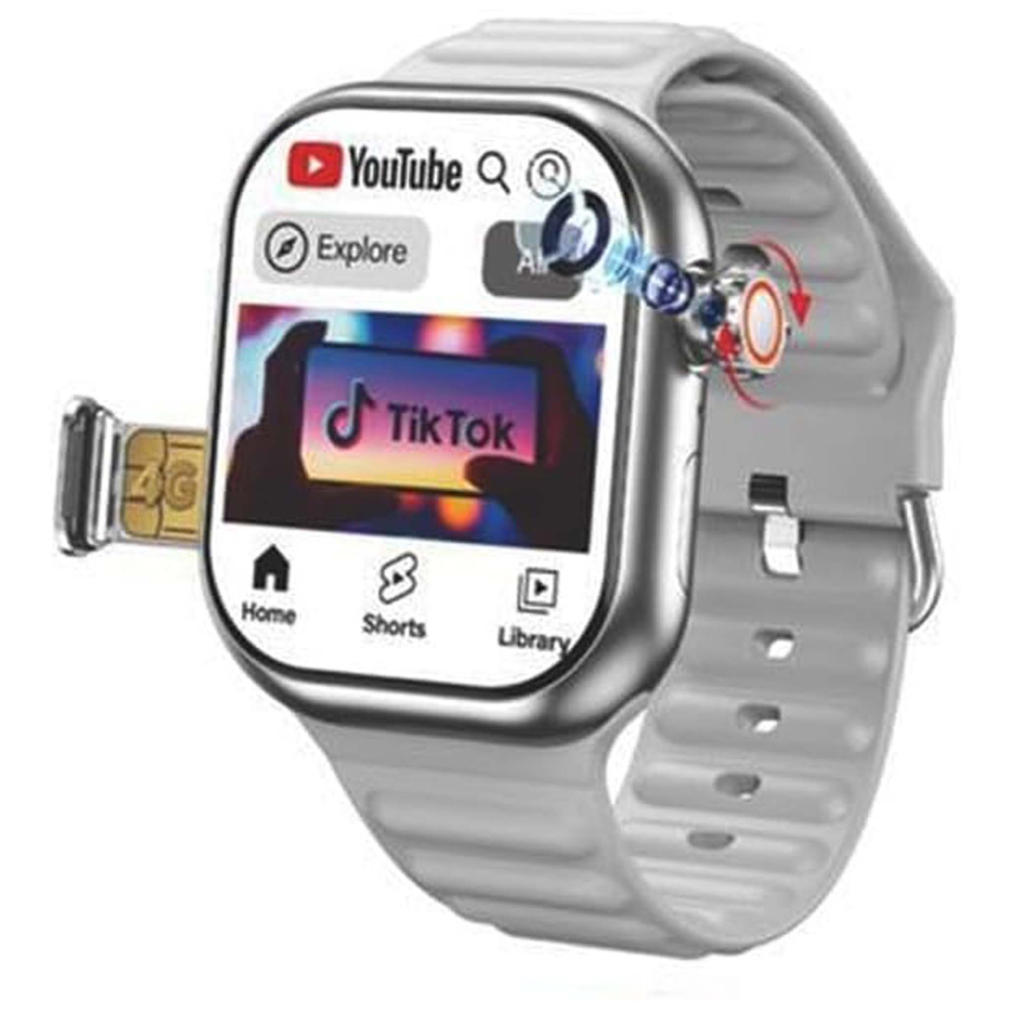 ST12 Smart Watch - 2.2" Full Screen, 4G SIM Support, 3 Straps + Wireless Charger (Multi-Color) for Men & Women