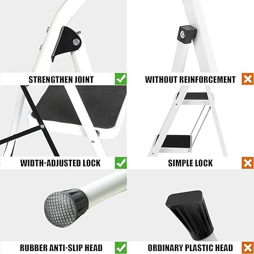 Lightweight Foldable Ladder – Anti-Slip Multi-Position Ladder, Heavy Duty & Sturdy, Compact Design for Home, Kitchen, Pantry, and Office Use, High Capacity