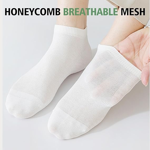 10 Pairs Men's Breathable Cotton Ankle Socks - Ultra Lightweight & Comfortable for All Seasons