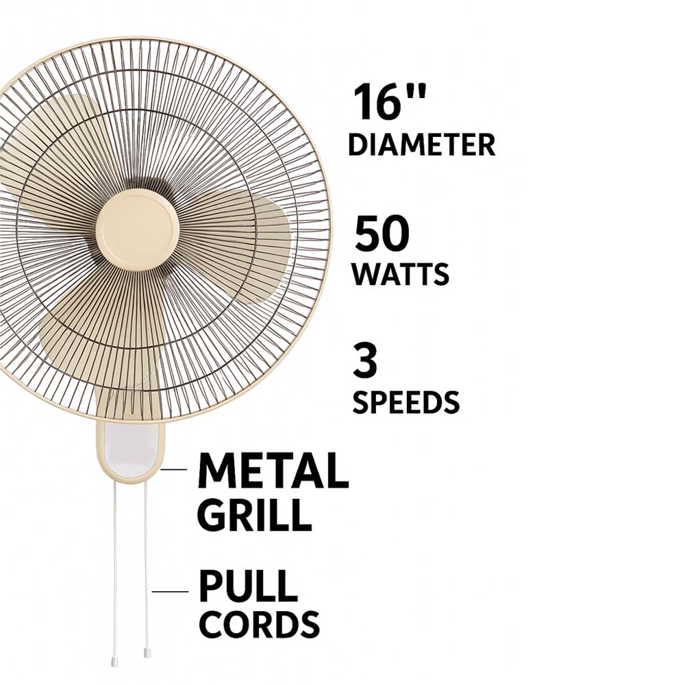 MWFV-432 16" Wall Mount Fan - 3-Speed, Adjustable Tilt, Quiet Operation for Home & Commercial Spaces Without remote
