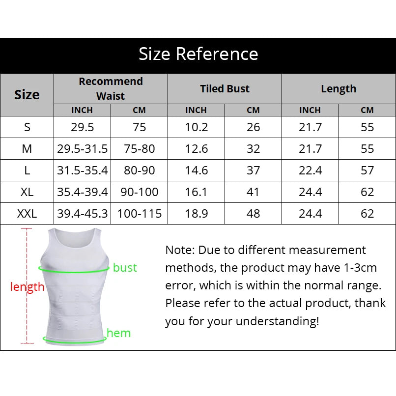 Men’s Slimming Body Shaper Compression Shirt - Abdomen Slimming Vest, Tummy Control Waist Shaper, Comfortable Undershirt for Chest and Stomach Slimming