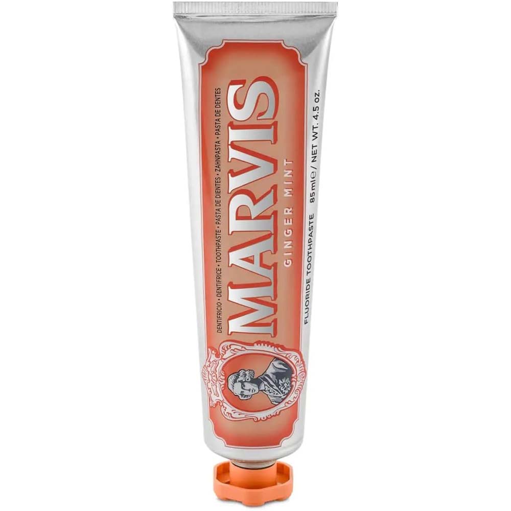 MARVIS Classic Ginger Mint Toothpaste. A sophisticated, warming mint flavor for oral care with a vintage aesthetic. 85 ml.
