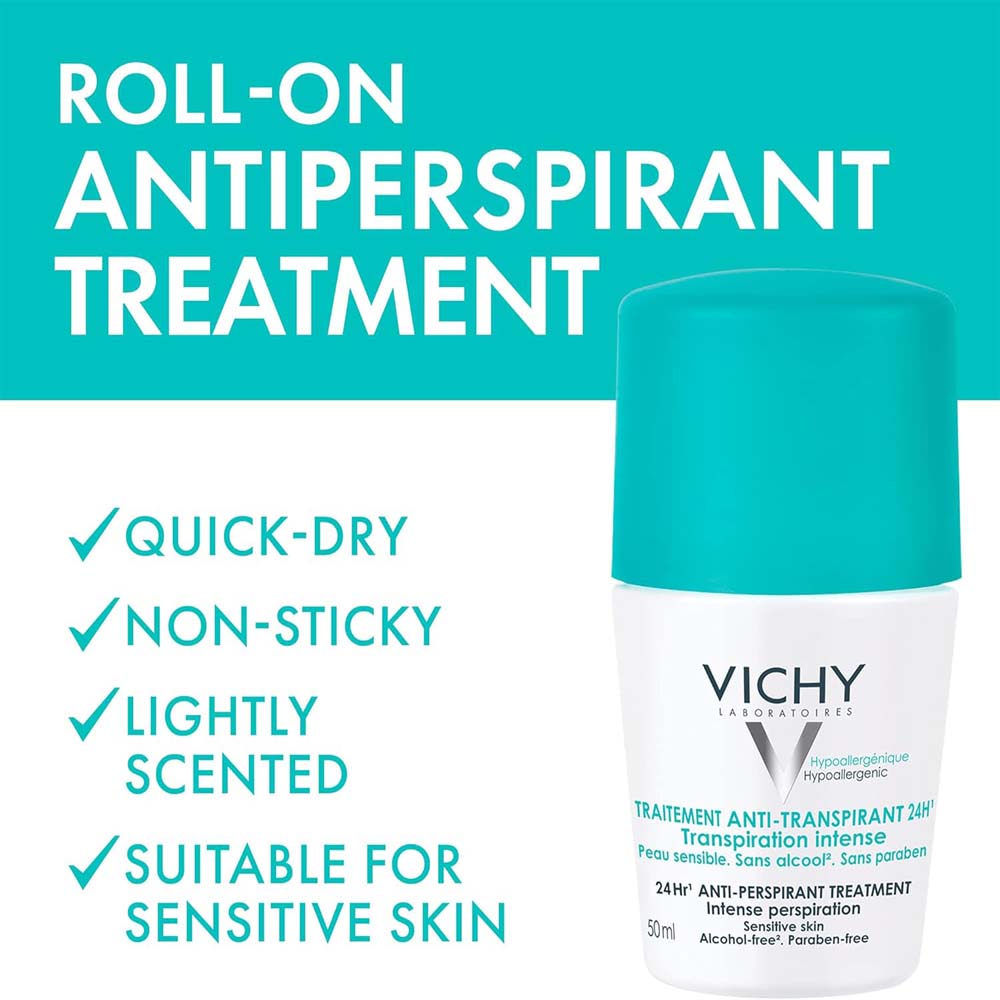 Vichy 48H Anti-Perspirant Deodorant - Intensive Treatment for Long-Lasting Protection & Freshness, 50ml