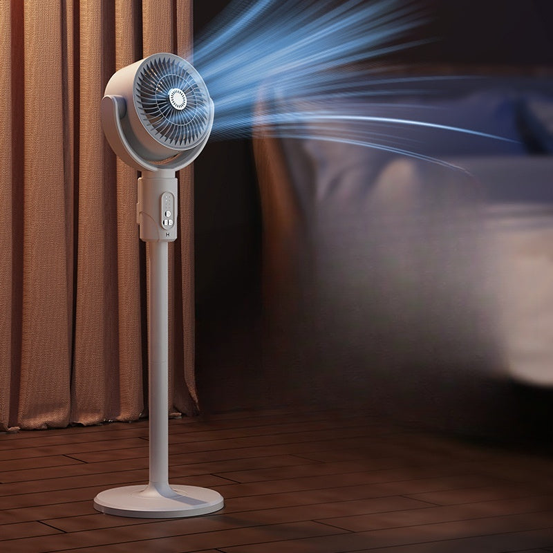 5-Speed Floor Fan - Adjustable Height, Rechargeable, Timer Control, 90° Oscillation for Whole Room Air Circulation