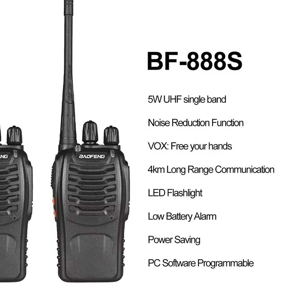 BF-888S UHF 400-470MHz Handheld Walkie-Talkie. 5W long-range ham radio for professional & commercial use. Wireless communication.