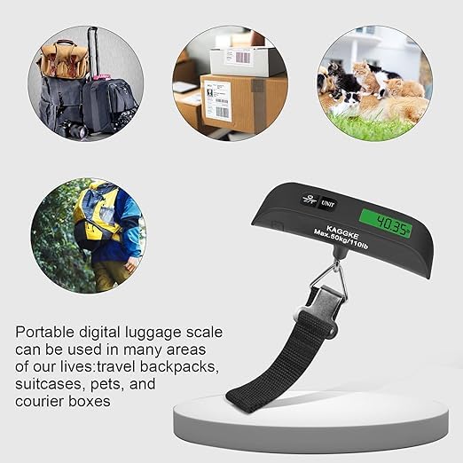 Travel Digital Luggage Scale – Portable Suitcase Weighing Scale with Temperature Display (110LB/50KG Capacity)