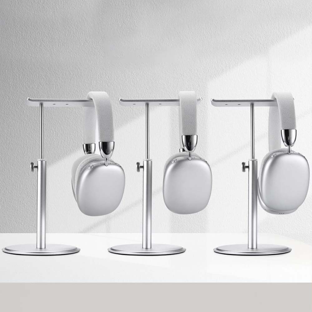Adjustable Aluminum Headphone Stand - Anti-Slip Desktop Organizer with Shelf for Headsets & Accessories