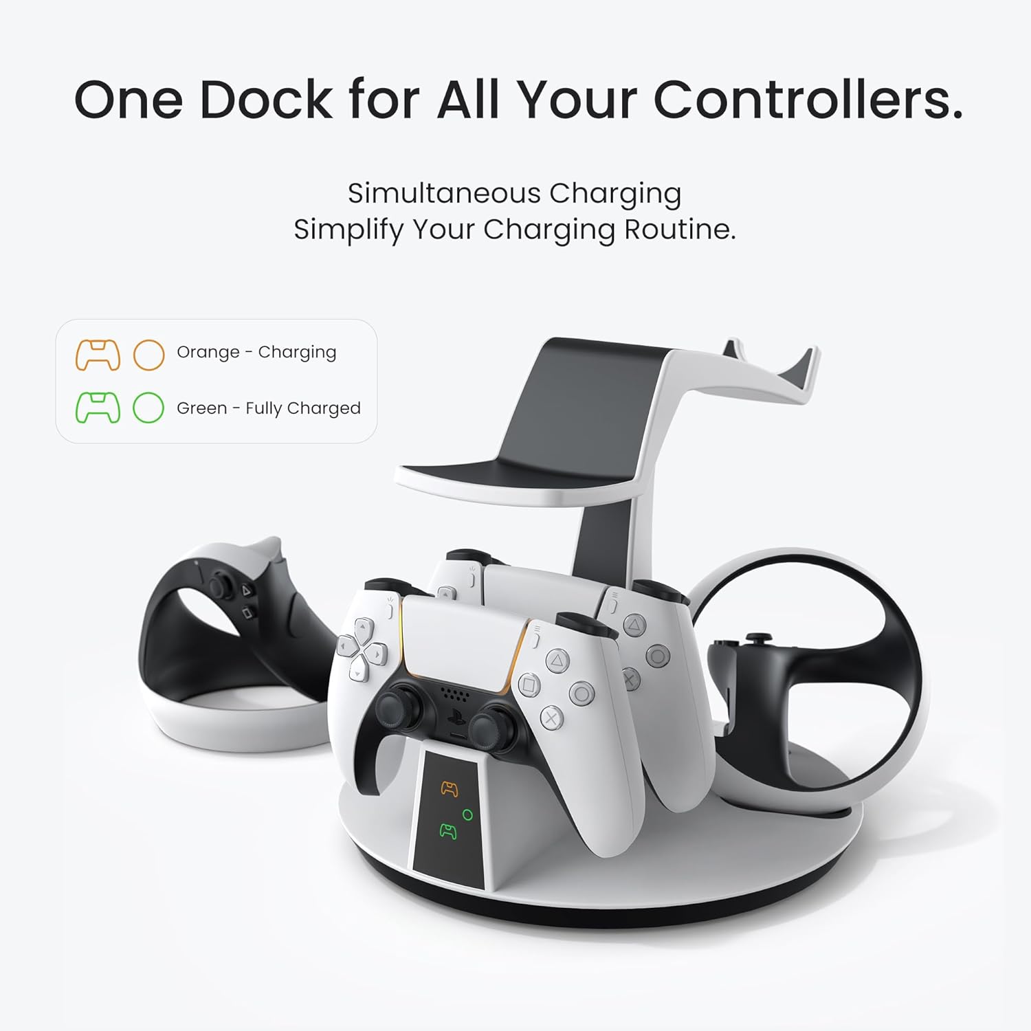 Charging Dock for PSVR2 – Game Controller and Headphones Charging Station with Controller Cradle