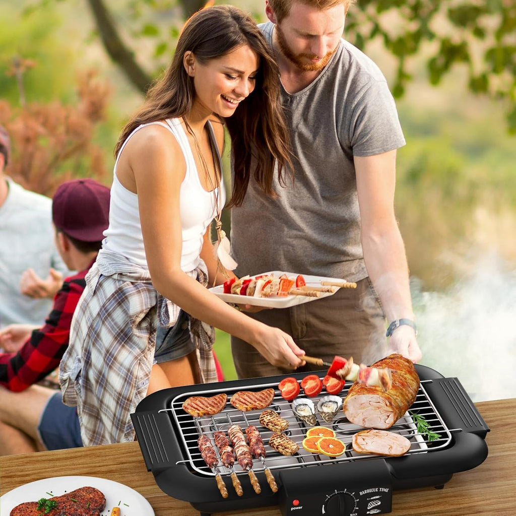 Smokeless Indoor/Outdoor Electric Grill | Portable Tabletop Grill with Adjustable Settings for Kitchen & BBQ | Perfect for Year-Round Grilling