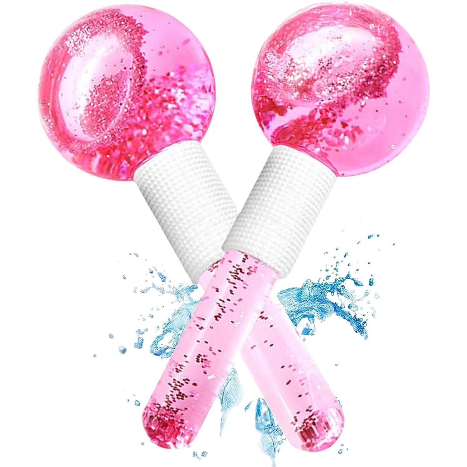 2-Pcs Facial Ice Globes. Cryo roller balls to reduce puffiness, dark circles & wrinkles. Cold therapy facial massager.