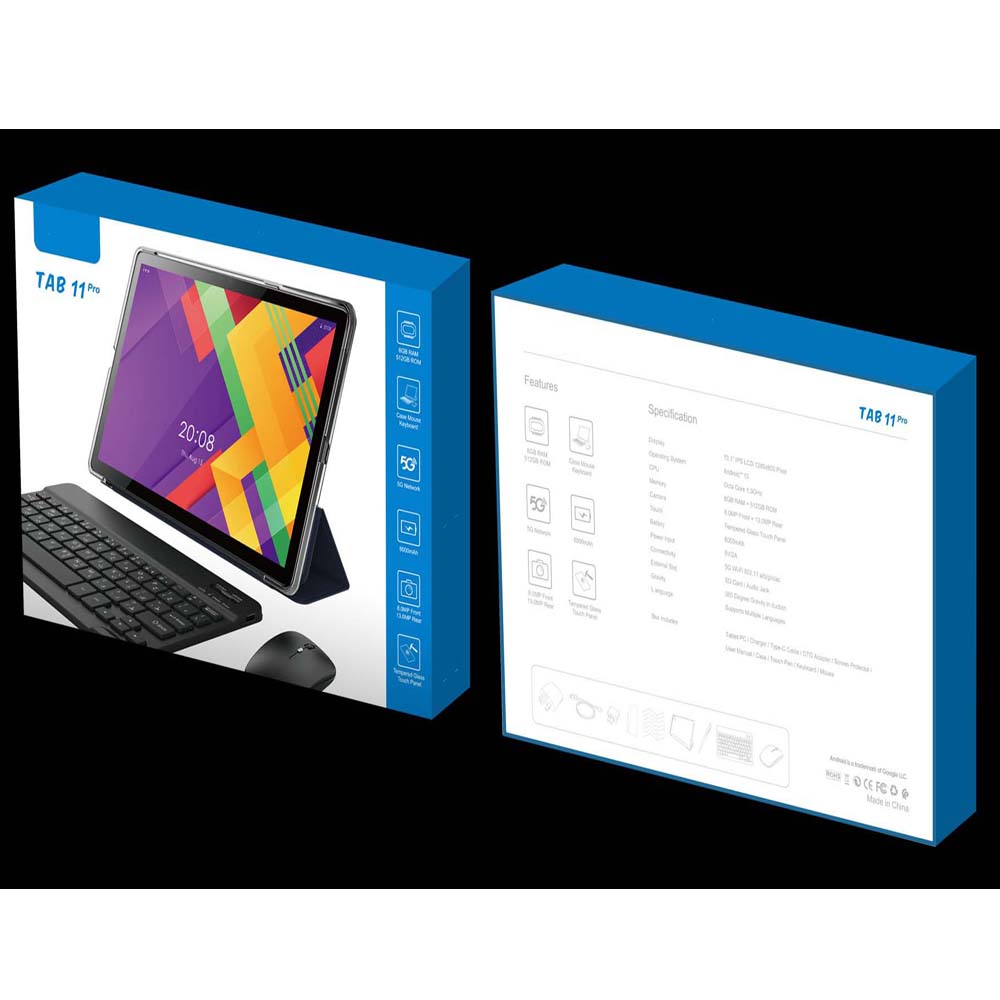 TAB11 PRO 10.1 Inch Android Tablet – 8GB RAM, 512GB ROM, Octa Core Processor, 6000 mAh Battery, 5G Connectivity, Dual Camera – Blue