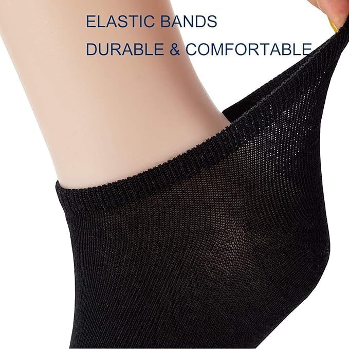 12 Pairs Ultra Thin Breathable Ankle Socks for Men & Women - Cool Summer Comfort Low Cut Socks (Black)