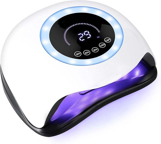 UV LED 168W Nail Lamp - Professional Nail Dryer with 42 LEDs for Gel Nail Polish, Fast Curing Nail Light with 4 Timer Settings, Colorful LED Ring & Smart Sensor, Perfect for Salon and Home Use