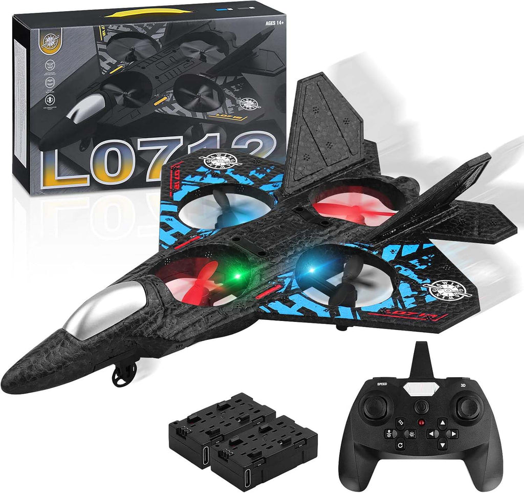 RC Aeroplane 2.4GHz Remote Controlled Fighter Plane | L0712 Quadcopter Floating Aeroplane Toy with Colored LED Lights | USB Rechargeable RTF RC Plane for Beginners, Kids, and Adults | Durable, Lightweight, and Easy to Fly Aircraft