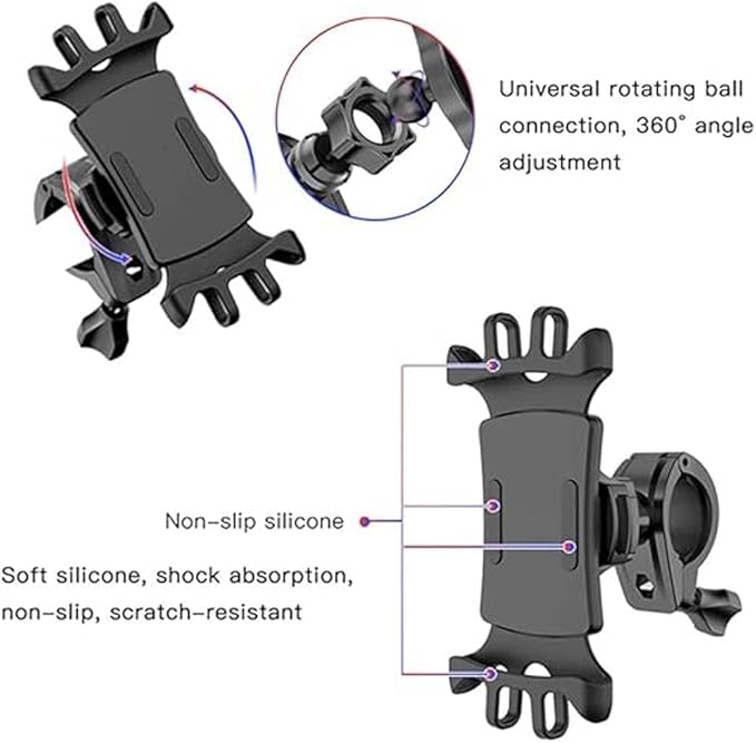 C66 Bike Bicycle Motorcycle Mobile Phone Holder Mount | Universal 360° Adjustable Rotation | Compatible with iPhone 12 Series, Samsung Galaxy S21/20, Note, Huawei, and More