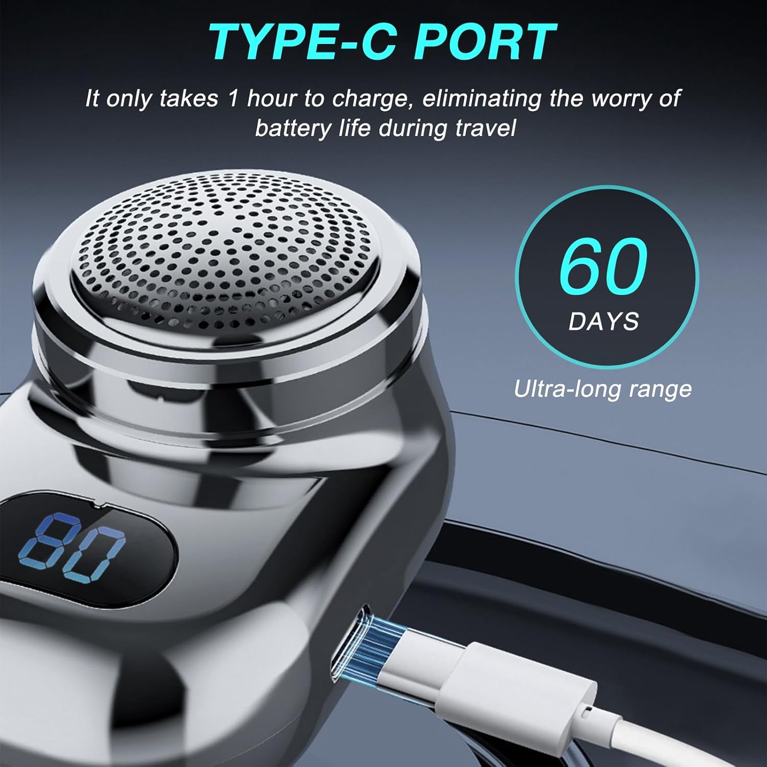 Fast Charging Digital Display Mini Shaver with Mirror | Portable USB-C Rechargeable Electric Shaver | Compact Travel Shaver for Men - Upgrade with High-Performance Blades