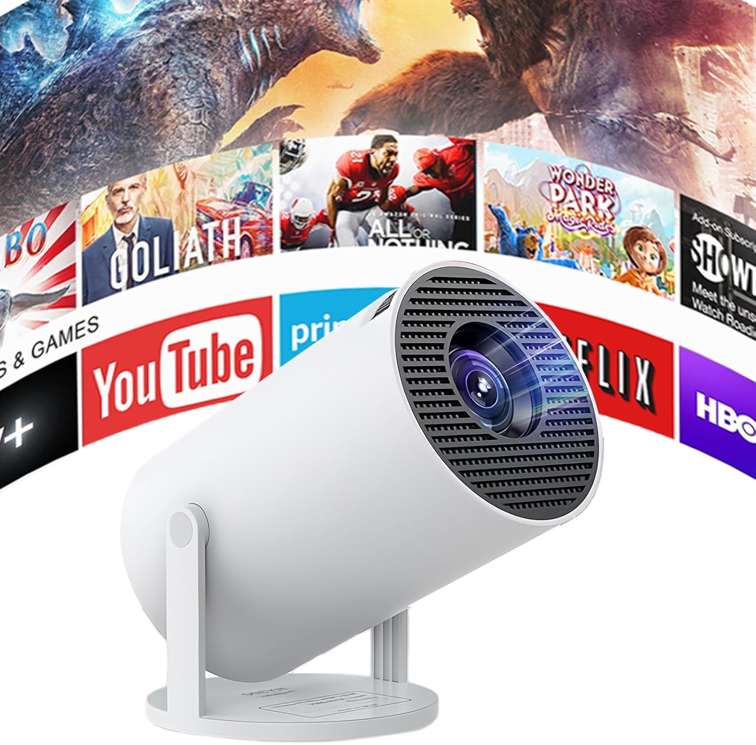 130 Inch Portable Family Projector | Android 11 Smart Camping Projector | 720P HD Display