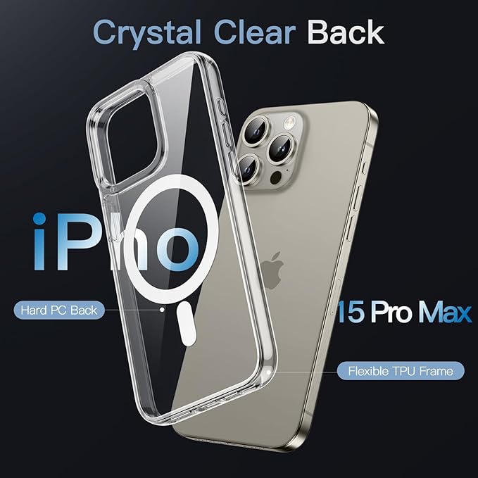 MagSafe Compatible Magnetic Phone Case with Camera Control | Military-Grade Shock Protection for iPhone 15, 15 Plus, 15 Pro, 15 Pro Max – Includes Free Screen Protector
