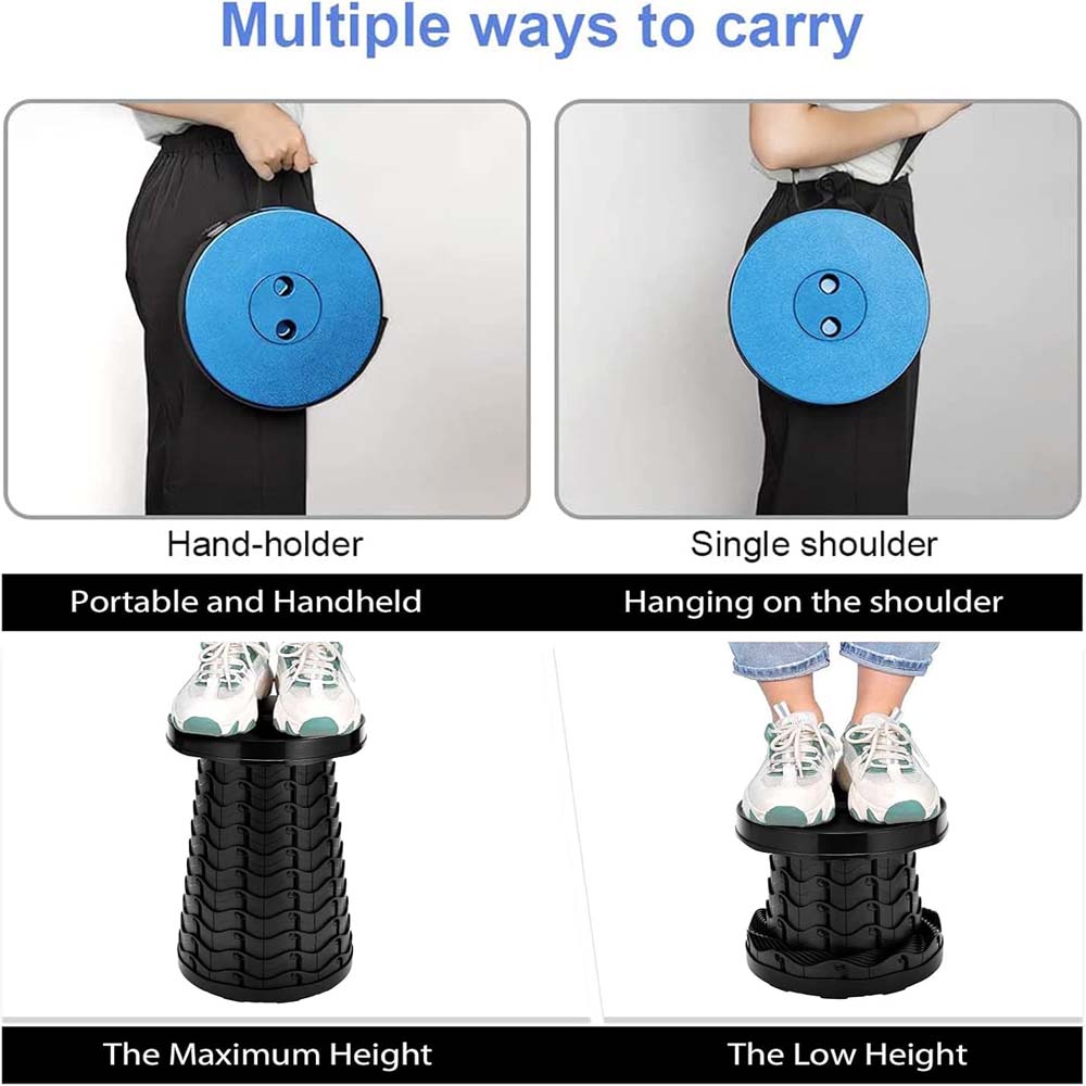 Portable Telescopic Stool - Lightweight Folding Seat for Camping, Fishing & Travel (397lb Capacity)