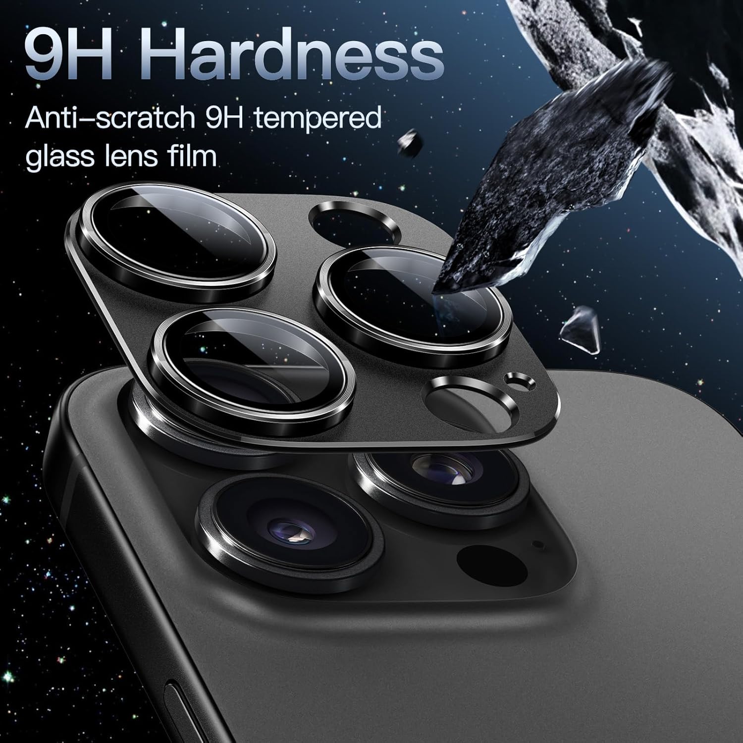Camera Lens Protector for iPhone 16 Pro (6.3") and iPhone 16 Pro Max (6.9") – 9H Tempered Glass with Matte Metal Plate, Case-Friendly Full Coverage Lens Cover