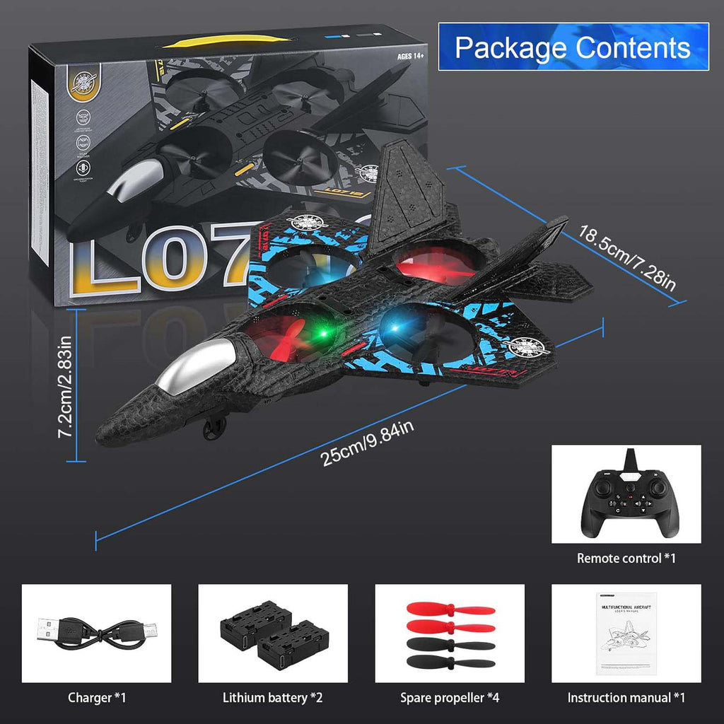 RC Aeroplane 2.4GHz Remote Controlled Fighter Plane | L0712 Quadcopter Floating Aeroplane Toy with Colored LED Lights | USB Rechargeable RTF RC Plane for Beginners, Kids, and Adults | Durable, Lightweight, and Easy to Fly Aircraft
