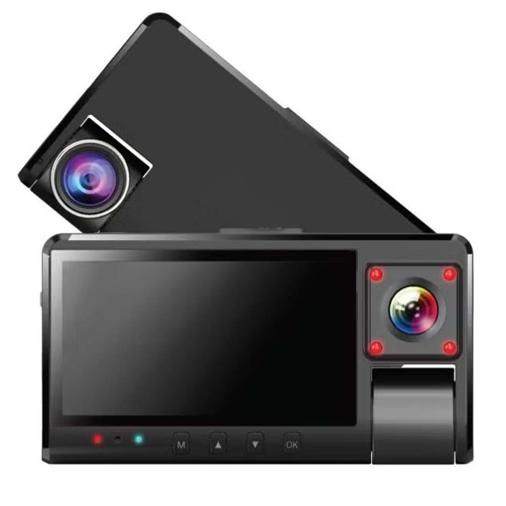 DX-3617 3-Channel Dash Cam. Front, rear & interior recording with WiFi app control, night vision & parking mode.