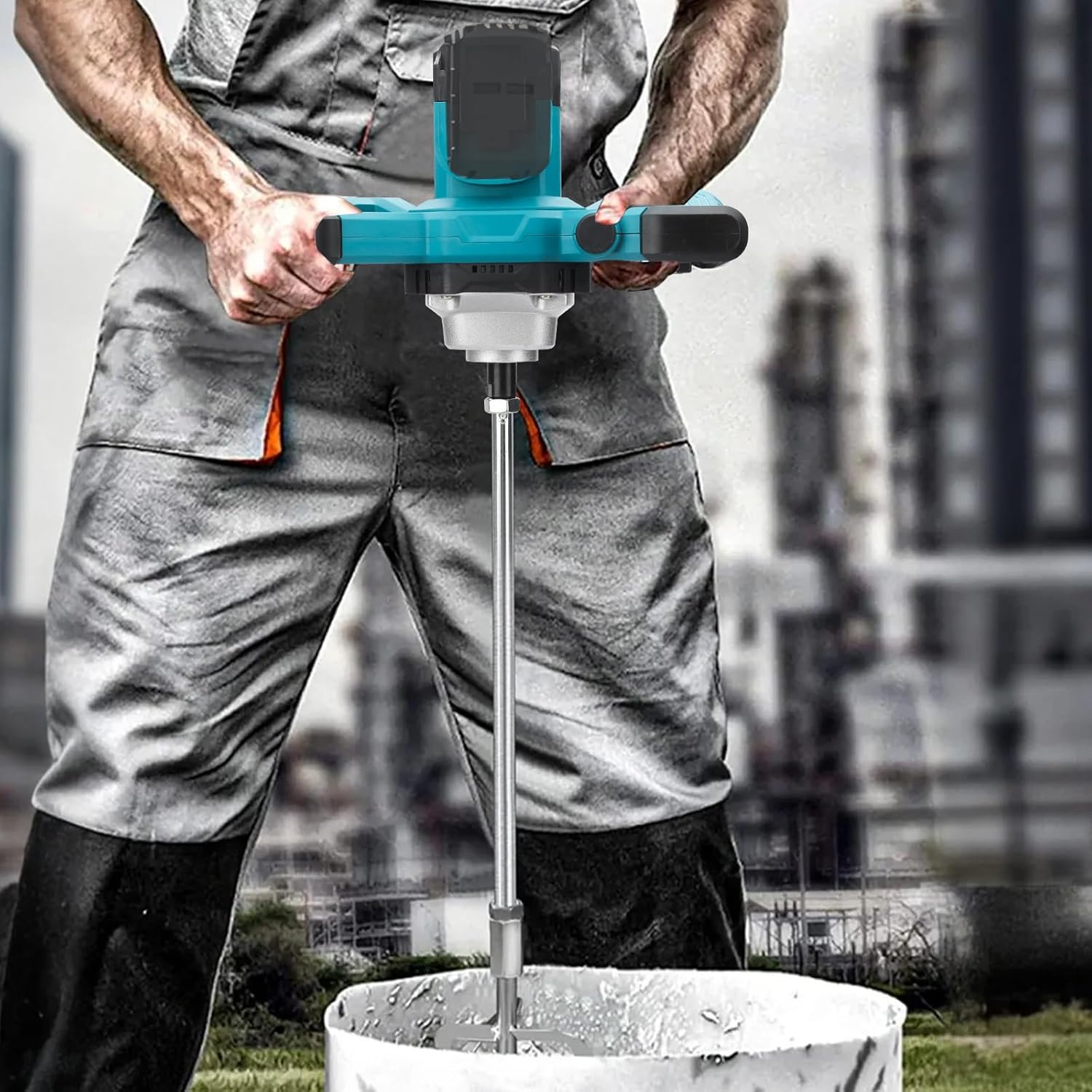 Cordless Paint & Mortar Mixer - 6-Speed 680RPM w/ 2 Rods for Concrete, Thinset & Paints