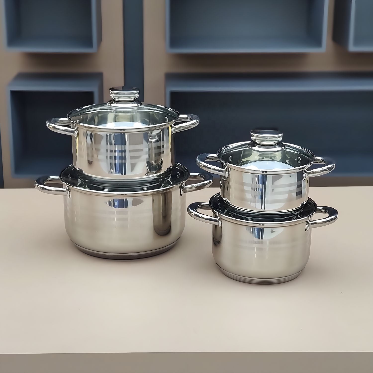 12-Piece Stainless Steel Cookware Set - Induction Compatible, Modern Design for Gas, Electric, Ceramic Stoves