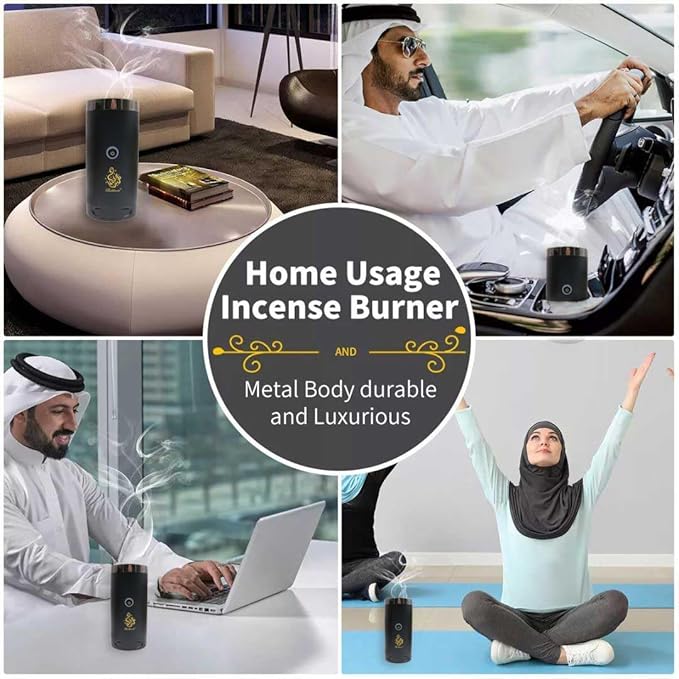 Portable Incense Burner | USB Rechargeable Oud Burner | Electric Arabic Mubkhara Device for Home, Office, and Car
