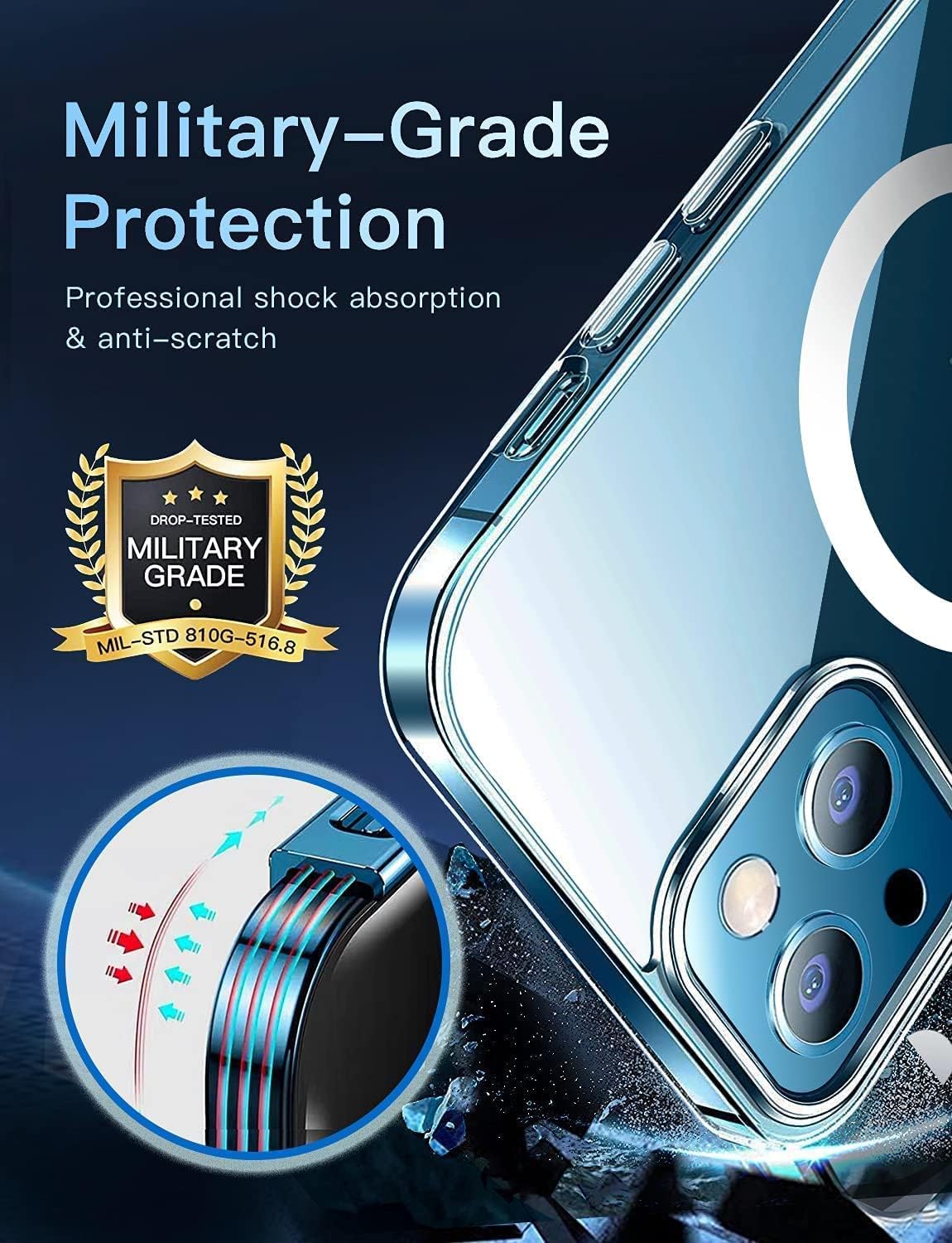 MagSafe Compatible Magnetic Phone Case with Camera Control | Military-Grade Shock Protection for iPhone 13, 13 Mini, 13 Pro, 13 Pro Max – Includes Free Screen Protector