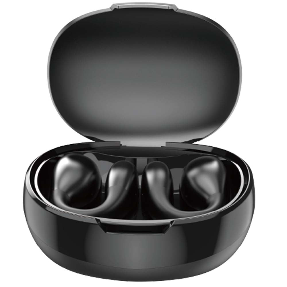 U-20 Open Ear Ring Headphones - Bluetooth 5.4 Clip-On OWS Earphones, 30H Battery, Noise-Cancelling, 4.9g Lightweight (Black)