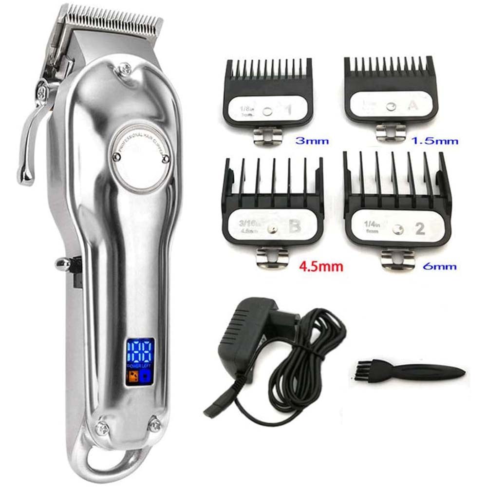 Professional Hair Clipper for Men - Cordless Rechargeable Grooming Kit with T Blade Trimmer, 6 Guide Combs, Beard Trimmer, Barber Haircut Tool