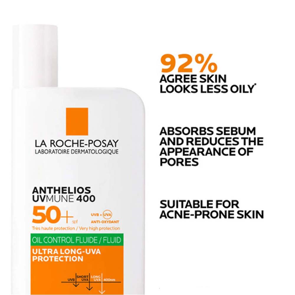 La Roche-Posay Anthelios UVMune 400 Invisible Fluid SPF50 - 50ml Advanced Protection Sunscreen for Face & Sensitive Skin