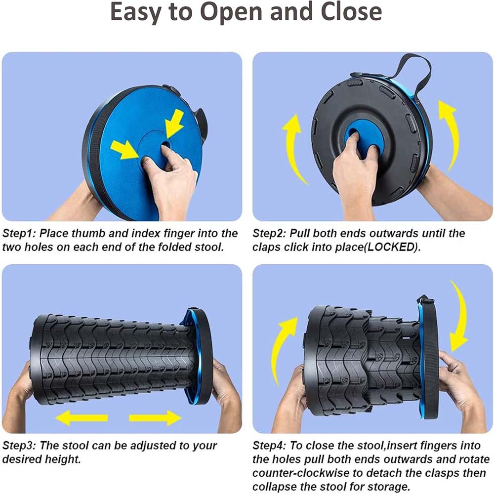 Portable Telescopic Stool - Lightweight Folding Seat for Camping, Fishing & Travel (397lb Capacity)