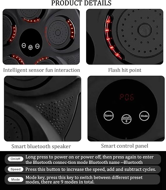 Music Boxing Machine | Smart Electronic Punching Equipment with LED Screen & Reaction Target for Home Exercise | Fun Gift