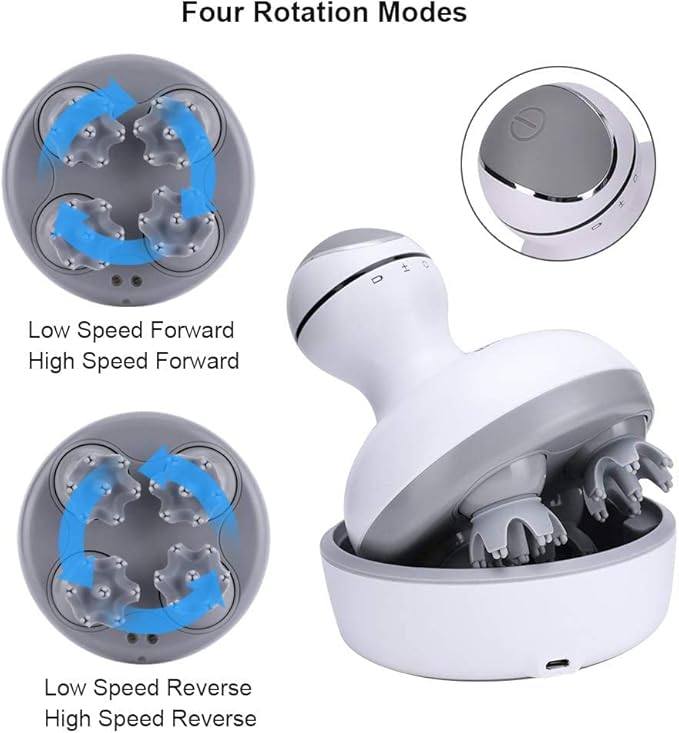 Smart 4D Head Massager | Electric Scalp Massager with 4 Heads & 84 Nodes | Stimulates Hair Growth, Stress Relief & Full-Body Relaxation