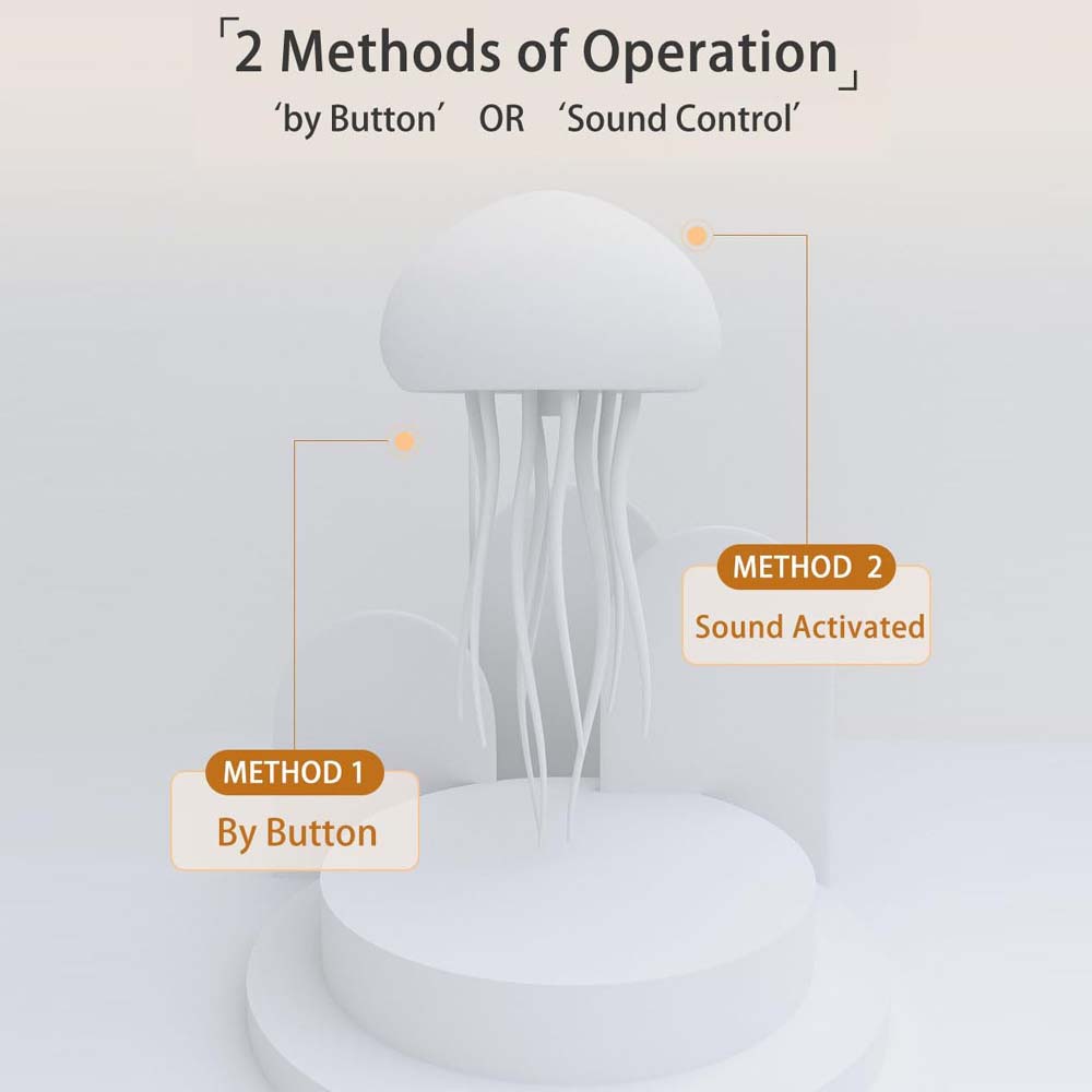 JellyFel Dancing Lamp - RGB Rechargeable Jellyfish Light with Voice Control, Touch Sensor & Gradient Effects (Hanging + Base)
