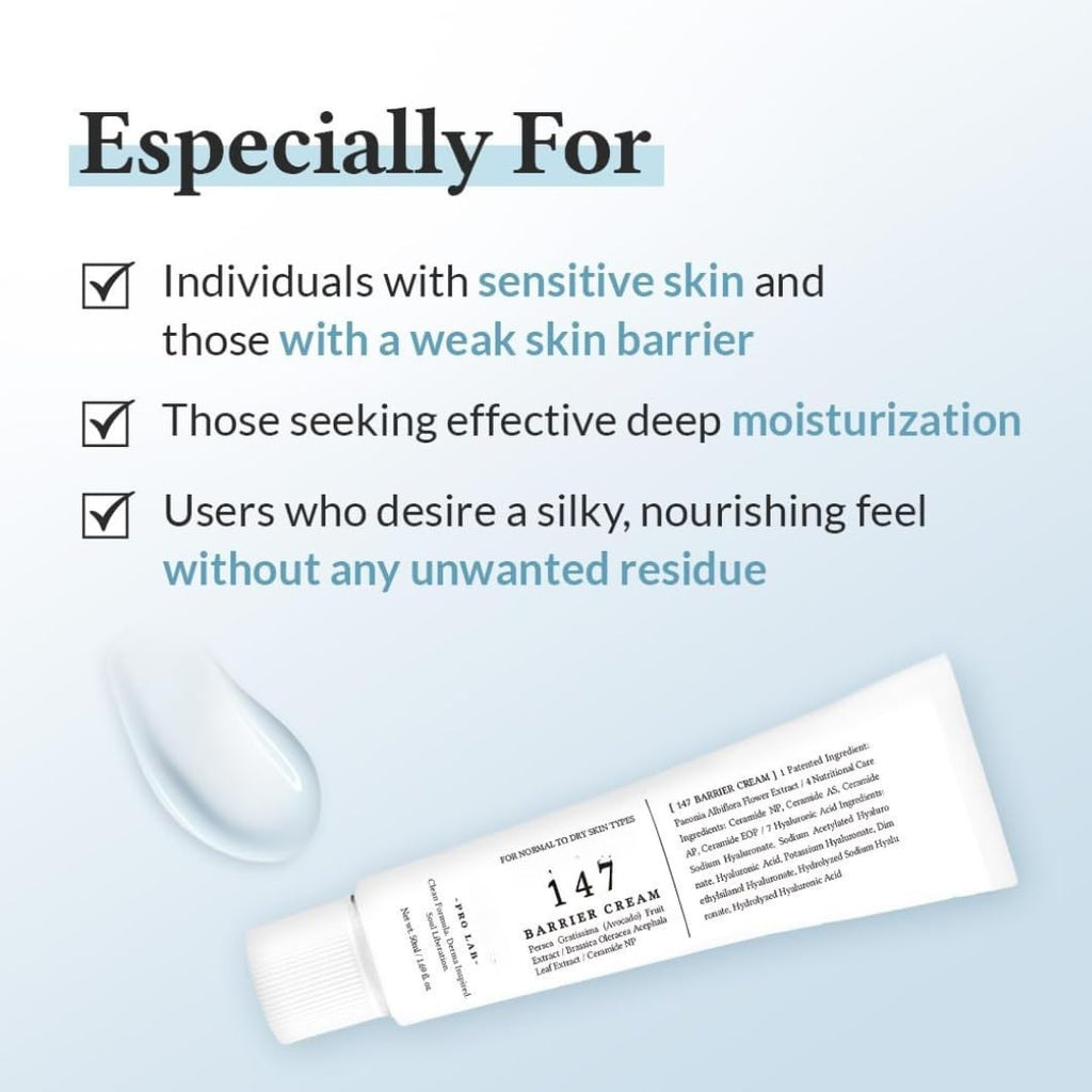 147 Antioxidant Cream - Intensive Moisture Barrier Care for Acne-Prone, Oily & Sensitive Skin, Soothing Relief