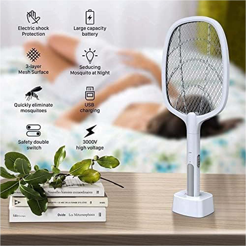 YT-M2038 Electric Mosquito Swatter High-voltage rechargeable insect killer. Safe, easy-to-use bug zapper racket for indoor/outdoor.