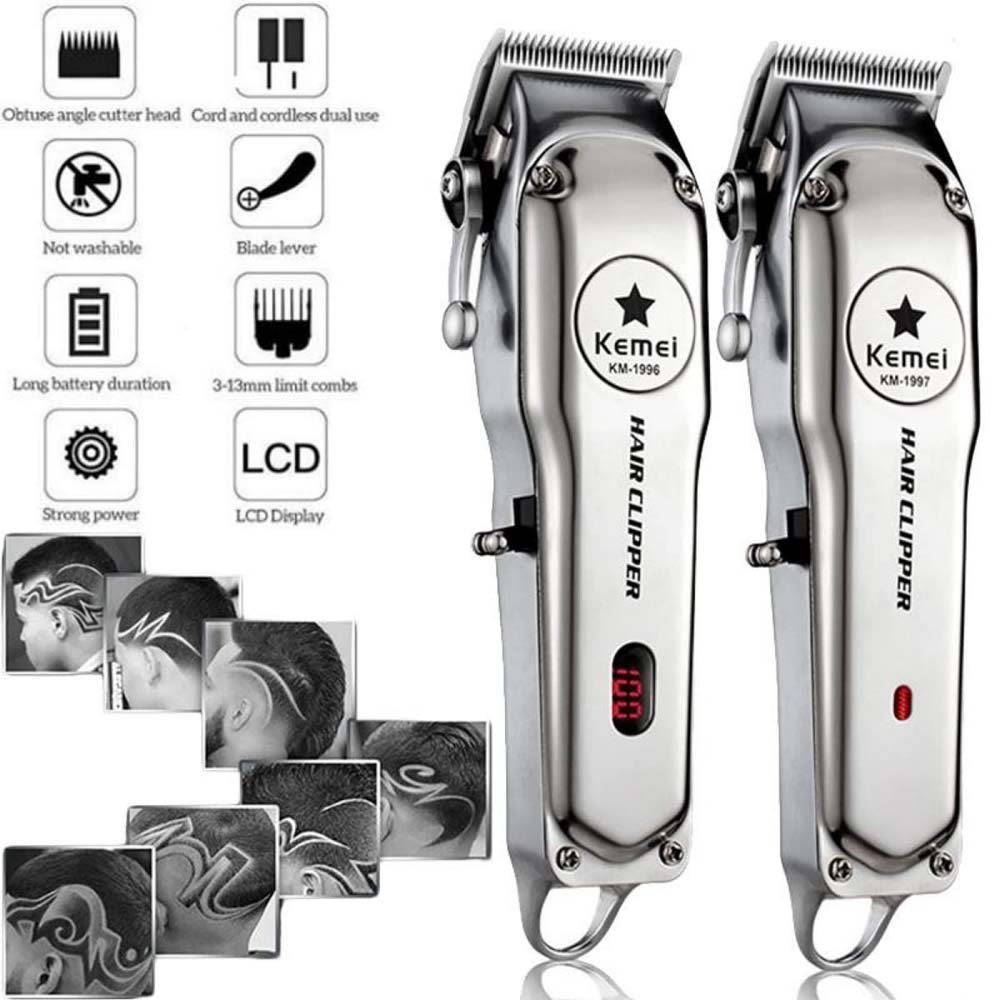 Kemei KM-1996 Professional Cordless Hair Clipper. Rechargeable electric hair cutting machine for home & salon use. Buy clipper.