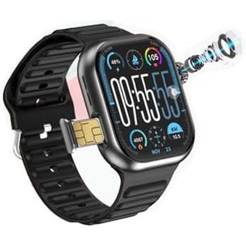 ST12 Smart Watch - 2.2" Full Screen, 4G SIM Support, 3 Straps + Wireless Charger (Multi-Color) for Men & Women