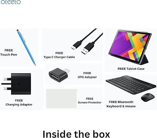 TAB 11 Pro Tablet – 10.1 Inch IPS LCD | 8GB RAM + 512GB ROM | 5G Network | 6000 mAh Battery | 8MP Front + 13MP Rear Camera | Octa Core 1.3GHz | Android 13 | Includes Keyboard, Touch Pen, Mouse (Gray)