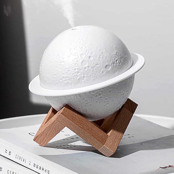 Table Desk Oil Diffuser Aroma Air Humidifier | LED Night Light with Moon Planet Design | Perfect for Living Room and Bedroom